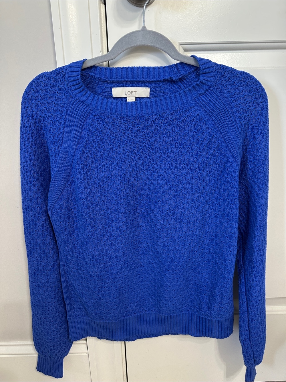 LOFT 100% Cotton Women's Blue Crewneck Sweater